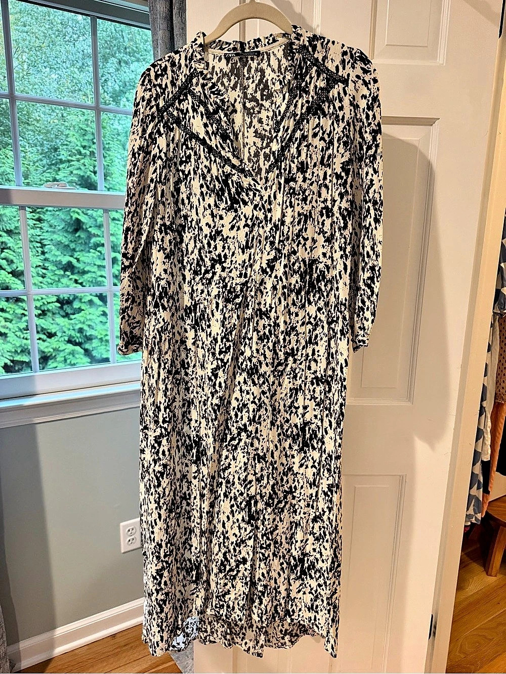 Zara Animal Print Maxi Dress in Black & Cream Like New